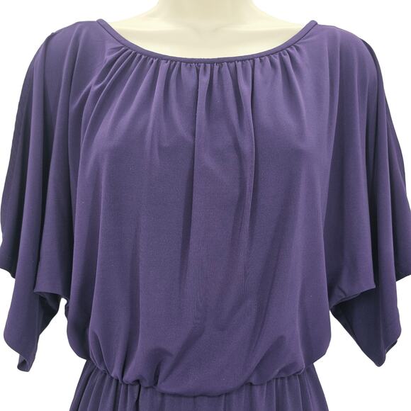 Trina Turk Womans size S Slit Sleeve Blouson Mini Dress in Purple Short Sleeve - Picture 2 of 8